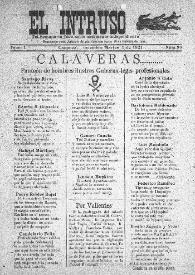 Portada:El intruso. Tri-Semanario Joco-serio netamente independiente. Tomo I, núm. 93, martes 1 de noviembre de 1921