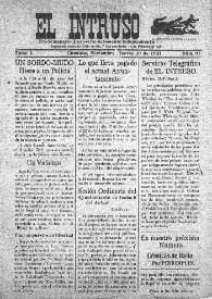 Portada:El intruso. Tri-Semanario Joco-serio netamente independiente. Tomo I, núm. 97, jueves 10 de noviembre de 1921