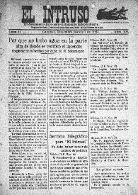 Portada:El intruso. Tri-Semanario Joco-serio netamente independiente. Tomo II, núm. 106, jueves 1 de diciembre de 1921