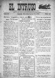 Portada:El intruso. Tri-Semanario Joco-serio netamente independiente. Tomo II, núm. 109, jueves 8 de diciembre de 1921