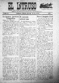 Portada:El intruso. Diario Joco-serio netamente independiente. Tomo II, núm. 170, jueves 16 de marzo de 1922