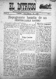 Portada:El intruso. Diario Joco-serio netamente independiente. Tomo II, núm. 195, viernes 14 de abril de 1922