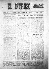 Portada:El intruso. Diario Joco-serio netamente independiente. Tomo III, núm. 250, domingo 18 de junio de 1922