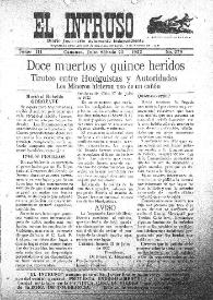 Portada:El intruso. Diario Joco-serio netamente independiente. Tomo III, núm. 279, sábado 22 de julio de 1922