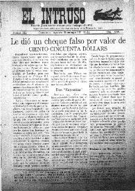 Portada:El intruso. Diario Joco-serio netamente independiente. Tomo III, núm. 298, domingo 13 de agosto de 1922