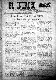 Portada:El intruso. Diario Joco-serio netamente independiente. Tomo IV, núm. 304, domingo 20 de agosto de 1922