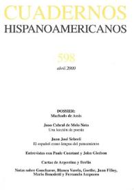Portada:Cuadernos Hispanoamericanos. Núm. 598, abril 2000