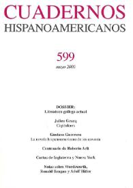Portada:Cuadernos Hispanoamericanos. Núm. 599, mayo 2000