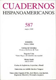 Portada:Cuadernos Hispanoamericanos. Núm. 587, mayo 1999