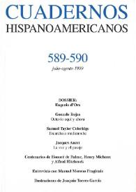 Portada:Cuadernos Hispanoamericanos. Núm. 589-590, julio-agosto 1999