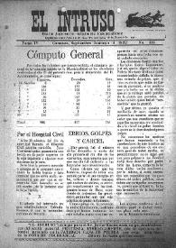 Portada:El intruso. Diario Joco-serio netamente independiente. Tomo IV, núm. 316, domingo 3 de septiembre de 1922