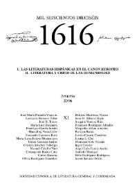 Portada:1616 : Anuario de la Sociedad Española de Literatura General y Comparada. Anuario XI, 2006