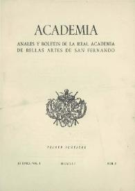 Más información sobre Academia : Anales y Boletín de la Real Academia de Bellas Artes de San Fernando. Núm. 3, primer semestre de 1952