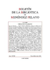 Portada:Boletín de la Biblioteca de Menéndez Pelayo. Año LXXXI, enero-diciembre 2005