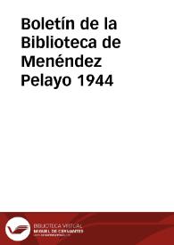 Portada:Boletín de la Biblioteca de Menéndez Pelayo. 1944