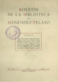 Portada:Boletín de la Biblioteca de Menéndez Pelayo. 1954