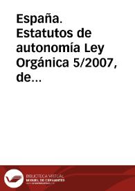 Portada:España. Estatutos de autonomía. Ley Orgánica 5/2007, de 20 de abril, de Reforma del Estatuto de Autonomía de Aragón