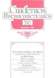 Portada:Cuadernos Hispanoamericanos. Núm. 510, diciembre 1992