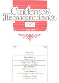 Portada:Cuadernos Hispanoamericanos. Núm. 492, junio 1991