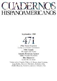 Portada:Cuadernos Hispanoamericanos. Núm. 471, septiembre 1989
