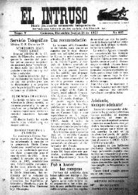 Portada:El intruso. Diario Joco-serio netamente independiente. Tomo V, núm. 407, jueves 21 de diciembre de 1922