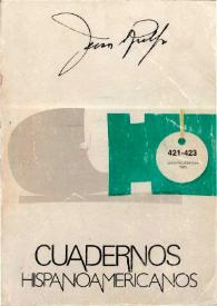 Portada:Cuadernos Hispanoamericanos. Núm. 421-423, julio-septiembre 1985
