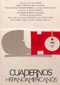 Portada:Cuadernos Hispanoamericanos. Núm. 412, octubre 1984