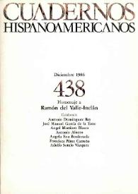 Portada:Cuadernos Hispanoamericanos. Núm. 438, diciembre 1986
