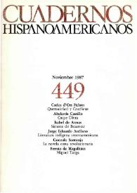 Portada:Cuadernos Hispanoamericanos. Núm. 449, noviembre 1987