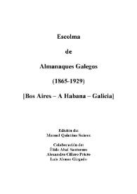 Portada:Escolma de Almanaques Galegos (1865-1929) I. Prólogo de la Colección Escolma de Almanaques Galegos (1865-1929)