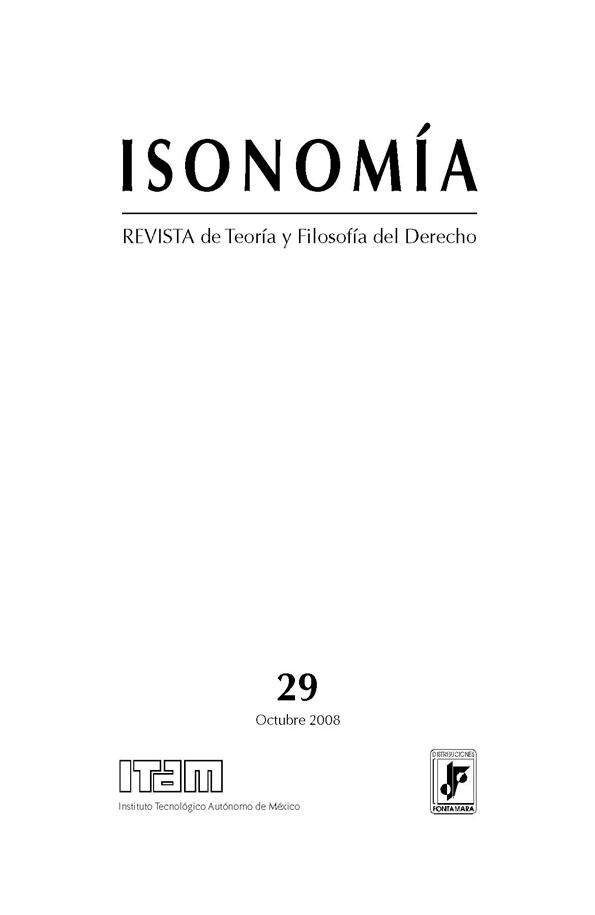 Isonomía : Revista de Teoría y Filosofía del Derecho. Núm. 29, octubre 2008 | Biblioteca Virtual Miguel de Cervantes