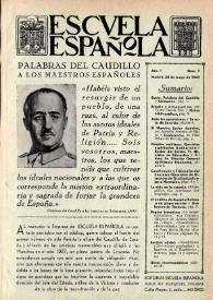 Portada:Escuela española. Año I, núm. 1,  24 de mayo de 1941