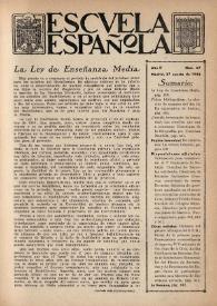 Portada:Escuela española. Año II, Segundo semestre, núm. 67, 27 de agosto de 1942