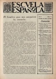 Portada:Escuela española. Año II, Segundo semestre, núm. 72, 1 de octubre de 1942