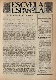 Portada:Escuela española. Año II, Segundo semestre, núm. 77, 5 de noviembre de 1942