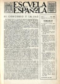 Portada:Escuela española. Año V, núm. 208, 9 de mayo de 1945