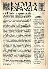 Portada:Escuela española. Año V, núm. 229, 4 de octubre de 1945