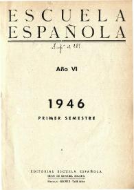 Escuela española. Año VI, Índice del Primer semestre de 1946