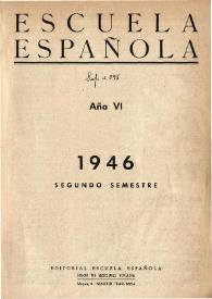 Escuela española. Año VI, Índice del Segundo semestre de 1946