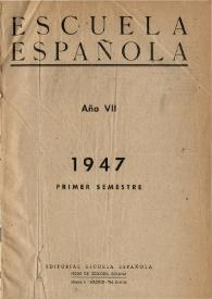 Escuela española. Año VII, Índice del Primer semestre de 1947