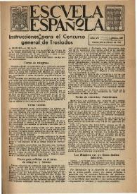 Portada:Escuela española. Año VII, núm. 301, 20 de febrero de 1947