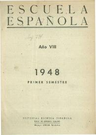 Escuela española. Año VIII, Índice del Primer semestre de 1948