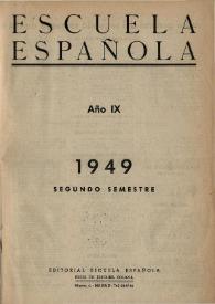 Escuela española. Año IX, Índice del Segundo semestre de 1949