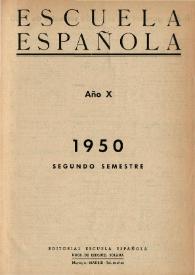 Escuela española. Año X, Índice del Segundo semestre de 1950