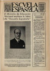 Portada:Escuela española. Año XI, núm. 525, 31 de mayo de 1951