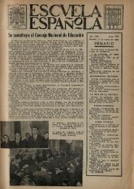 Portada:Escuela española. Año XIII, núm. 621, 15 de enero de 1953