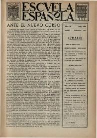 Portada:Escuela española. Año XIII, núm. 656, 4 de septiembre de 1953