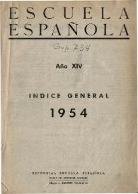 Portada:Escuela española. Año XIV, Índice general de 1954