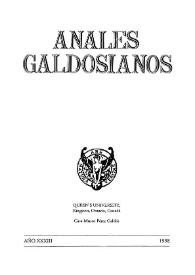 Portada:Anales galdosianos. Año XXXIII, 1998