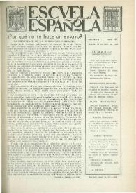 Portada:Escuela española. Año XVIII, núm. 907, 10 de abril de 1958